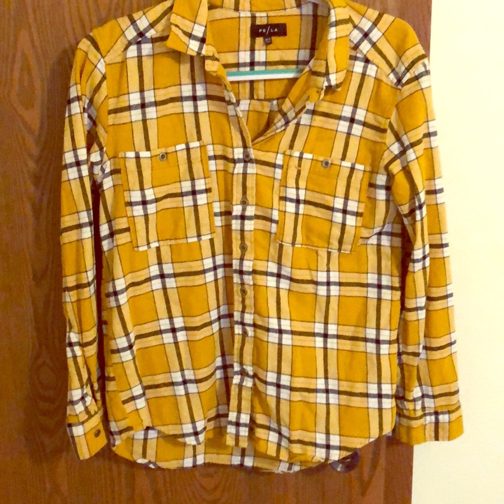 Yellow button up flannel